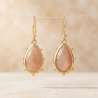 Natural Sunstone Gold Teardrop Earrings