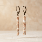 Natural Jasper Stacked Tube Dangle Earrings