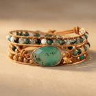 Green Jade Leather Wrap Bracelet