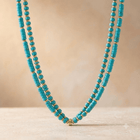 Turquoise Howlite Gold Beaded Layered Necklace