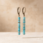 Turquoise Stone Beaded Lever Back Earrings