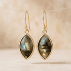 Gold Labradorite Marquise Drop Earrings