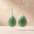 Green Aventurine Silver Drop Earrings