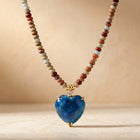 Blue Lapis Heart Gold Beaded Necklace