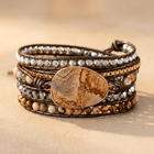 Handmade Leather Jasper Stone Wrap Bracelet