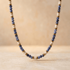 Sodalite Howlite Gold Beaded Necklace