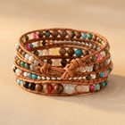 Handmade Natural Gemstone Leather Wrap Bracelet