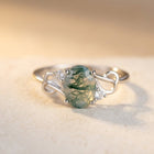 Natural Moss Agate Silver Infinity Ring