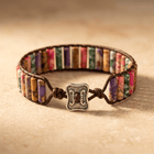 Colorful Natural Stone Leather Wrap Bracelet