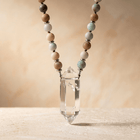 Natural Amazonite Clear Quartz Crystal Pendant Necklace