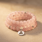 Natural Rose Quartz Mala Beads Prayer Bracelet