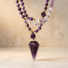 Amethyst Purple Jasper Gold Beaded Necklace