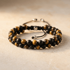 Matte Black Onyx Tiger Eye Braided Bracelet