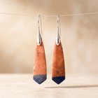 Terracotta Blue Jasper Stone Dangle Earrings