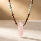 Amazonite Jasper Rose Quartz Point Necklace