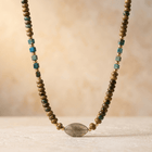 Boho Brass Wood Bead Jasper Necklace