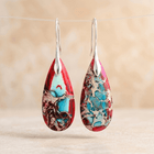 Red Turquoise Imperial Jasper Teardrop Earrings