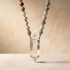 Natural Amazonite Clear Quartz Crystal Pendant Necklace