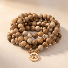 Matte Picture Jasper Mala Bead Bracelet