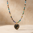 Labradorite Heart Multicolor Beaded Necklace