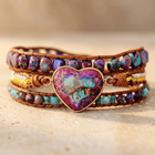 Purple Turquoise Jasper Heart Wrap Bracelet