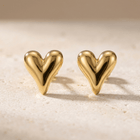 Gold Puffy Heart Stud Earrings