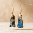 Natural Labradorite Gold Hook Earrings