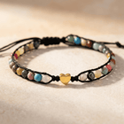 Colorful Natural Stone Gold Heart Charm Bracelet