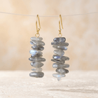Natural Labradorite Gold Stacked Drop Earrings