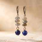 Labradorite Lapis Lazuli Brass Drop Earrings