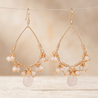 Rose Quartz Gold Teardrop Chandelier Earrings