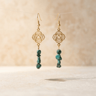 Natural Chrysocolla Gold Chakra Drop Earrings