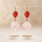 Rose Quartz Red Gemstone Rose Gold Drop Earrings