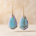 Blue Purple Jasper Gold Drop Earrings