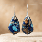 Blue Mosaic Jasper Sterling Silver Teardrop Earrings