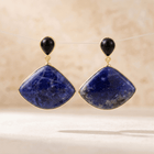 Blue Sodalite Gold Diamond Drop Earrings