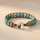 Turquoise Jasper Silver Button Wrap Bracelet