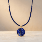 Handmade Lapis Lazuli Gold Circle Pendant Necklace