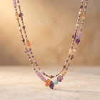 Amethyst Purple Gold Beaded Layered Necklace