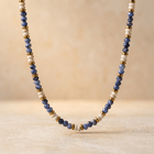 Sodalite Howlite Gold Beaded Necklace