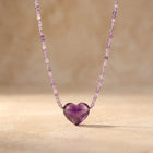 Amethyst Hand Polished Heart Pendant Necklace