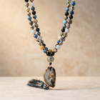 Natural Agate Druzy Mixed Gemstone Tassel Necklace
