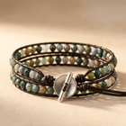 Handmade Indian Agate Leather Wrap Bracelet