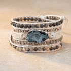 Boho Labradorite Druzy Silver Wrap Bracelet
