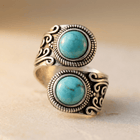 Turquoise Antique Silver Double Stone Ring