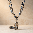 Natural Agate Druzy Mixed Gemstone Tassel Necklace