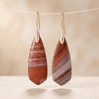 Natural Red Jasper Gold Drop Earrings