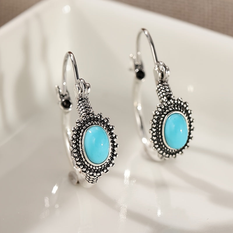 Bohemian ketting met turquoise kralen en druppelhanger