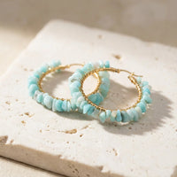 Balancing Amazonite Hoop Earrings