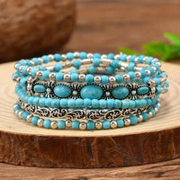 Bohemian armbandenset met turquoise kralen